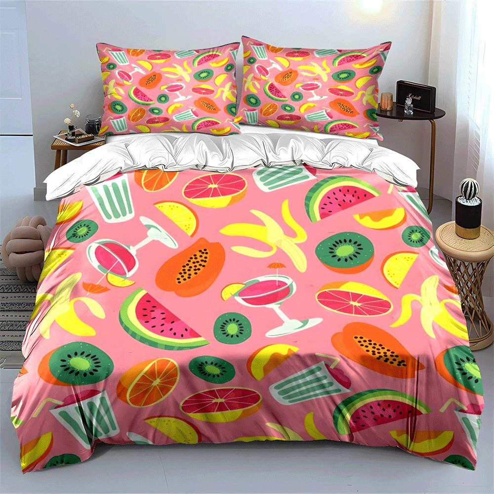 Tropical Fruits Summer Party Set Exquisite three-piece bedding set gift for kids and adults