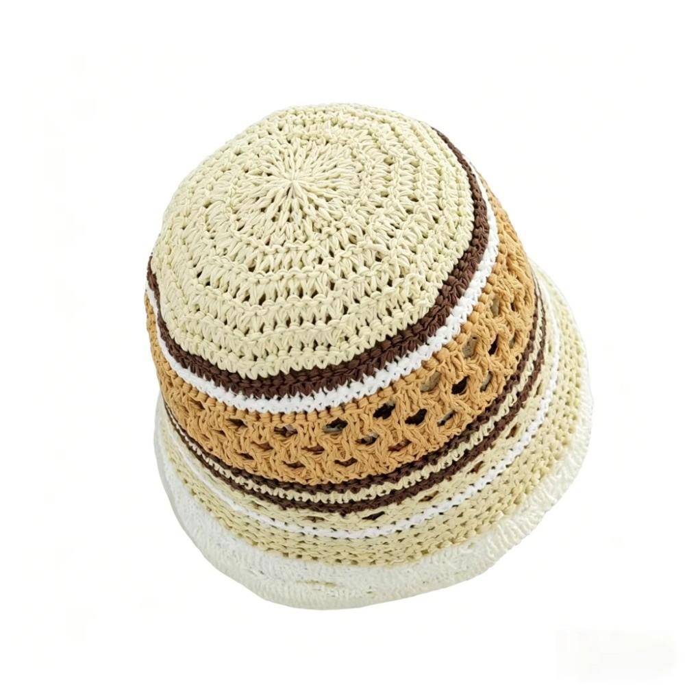 Mix Color Fisherman Hat Striped Sunshade Hat Outdoor Bucket Hat Panama Bob Caps