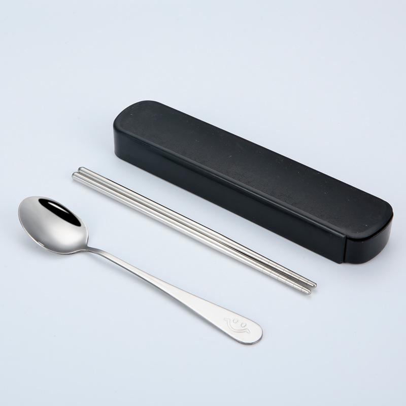 Portable Stainless Steel Cutlery Set: Spoons, Chopsticks, Knife, Fork - Three-Piece Set
