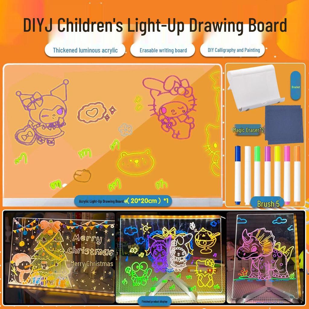 Reusable Light-Up Drawing Board for Kids – Eye-Protective, Erasable Handwriting Toy with Pen