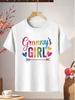 Grandma's Colorful Letter Print T-Shirt- This Soft Tee Features The Colorful Letters And Heart Design of 'Granny'S', Making It Perfect for Summer Casu