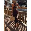 Women Casual Solid Color Sleeveless Cropped Top Slit Midi Skirt Two Piece Set