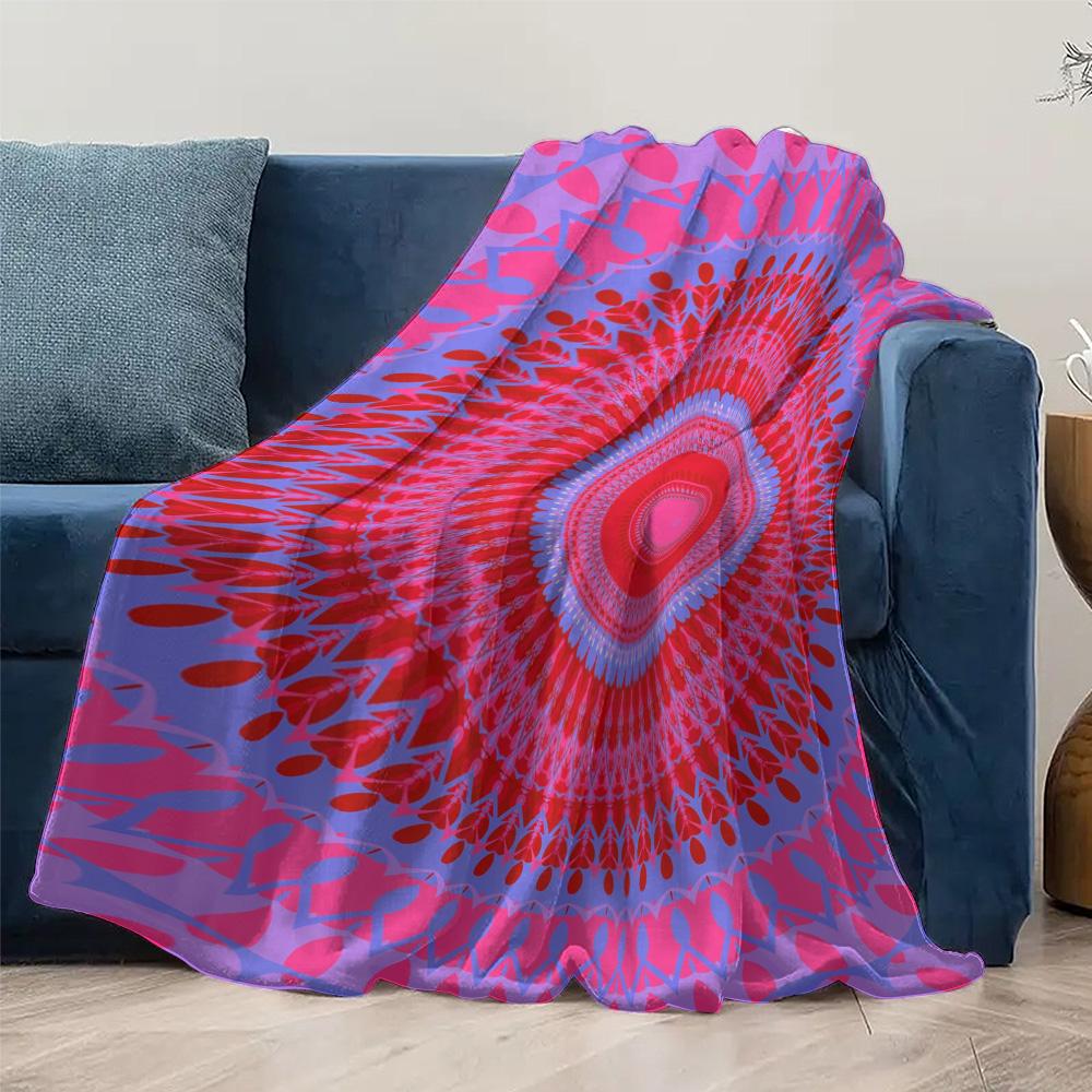 Boho Psychedelic Mandala Colorful Ethnic Pattern Throw Blanket Bedspread Sofa Cover Decorative Throw Cushion Cover