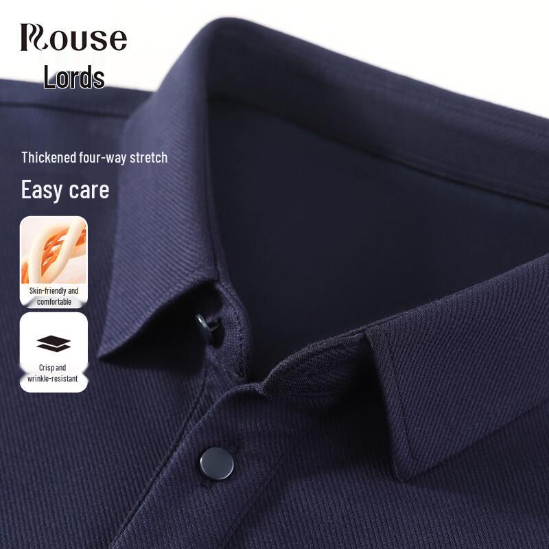 Luotz Men's Thickened Four-Way Stretch Long-Sleeve Polo Shirt