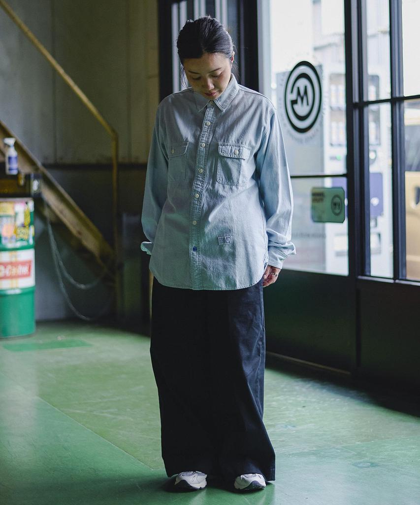 GORDON MILLER Men's Chambray Work Shirt, Size Small, Blue, 1603023