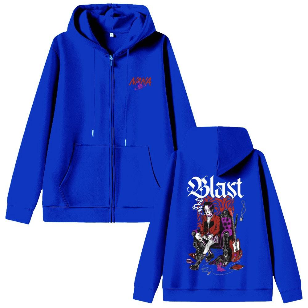 Japanese Anime Black Stone Oosaki Nana Zipper Hoodie Men's and Women's Zipper Jacket Men's and Women's Zipper Sportswear Street Wear