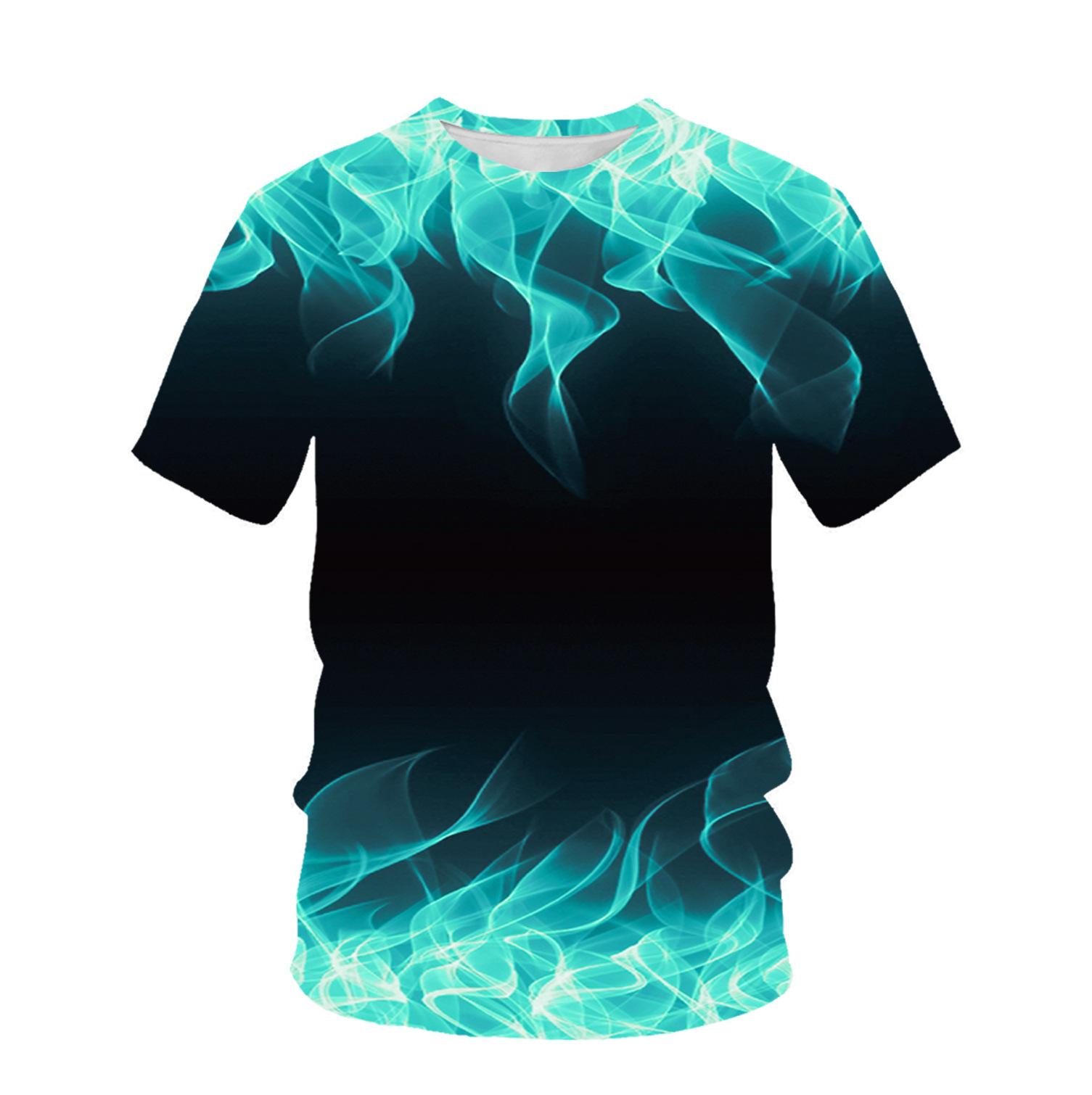 

Летний топ с круглым вырезом и принтом пламени 3D, модные повседневные футболки с короткими рукавами для мужчин 6XL