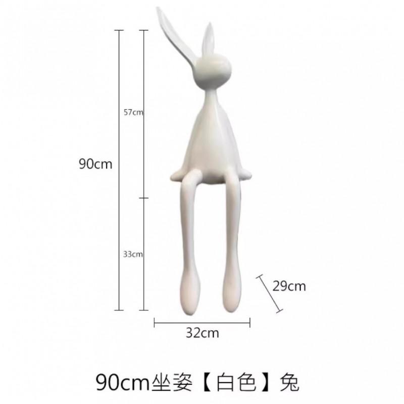 Creative Cartoon Long-Eared Sitting Rabbit Resin Decor Figurine Living Room Entryway TV Cabinet Home Decoration