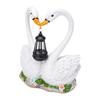 Solar Swan Garden Statue with Hanging Lantern Light Romantic Swan Couple Outdoor Solar Light Resin Water Proof Yard