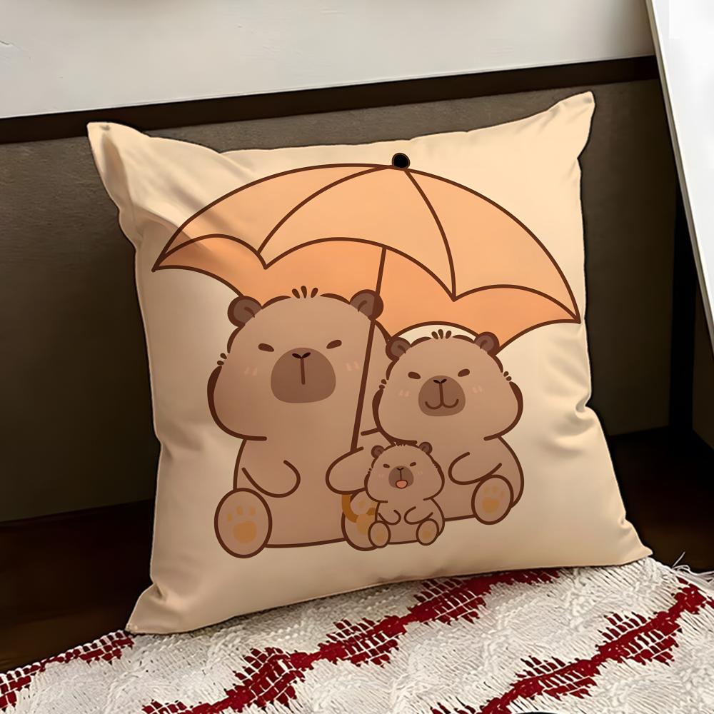 Cute CCapybara Cushion Cover Reversible Soft Durable Pillow Cover Home  Car MultiScene Use for Daily Comfort
