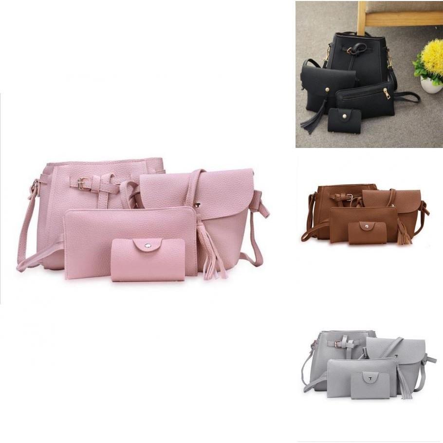 Sophisticated Women's 4pcs Handbag Set With Timeless Design And Solid Colors