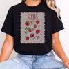 Cute Kitten Festival T Shirt With Strawberry Detail Vintage Slightly Designer Clothes Stylish Soft Comfortable
