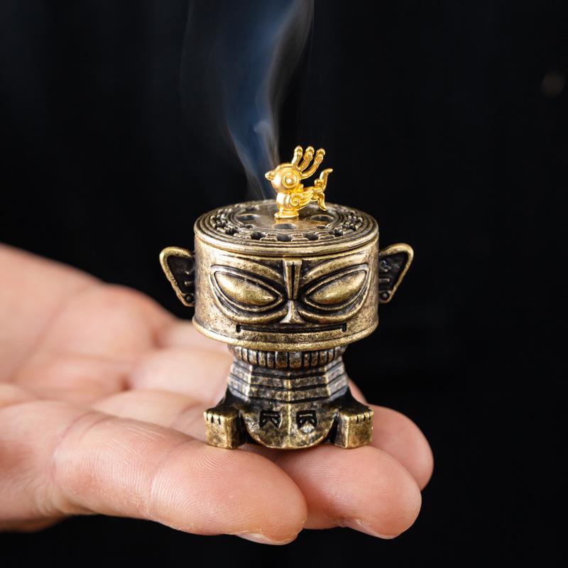 Sanxingdui Alloy Incense Burner: Goose Pear Tent Design for Tea Ceremony & Indoor Zen Decor