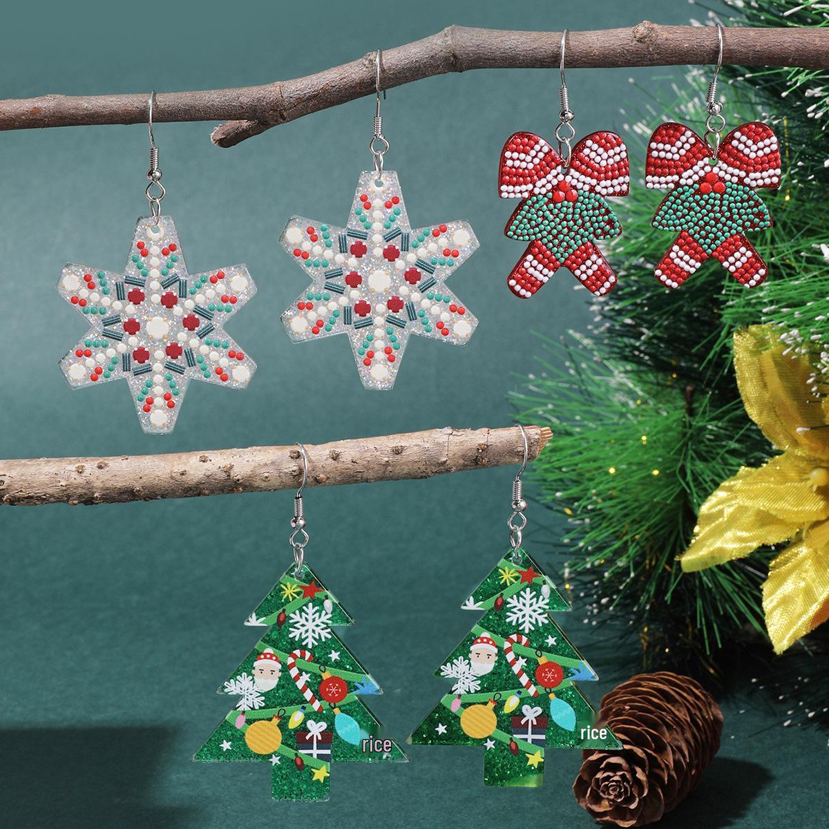 

Festive Trio: Christmas Reindeer, Tree & Santa Earrings - 3 Pairs