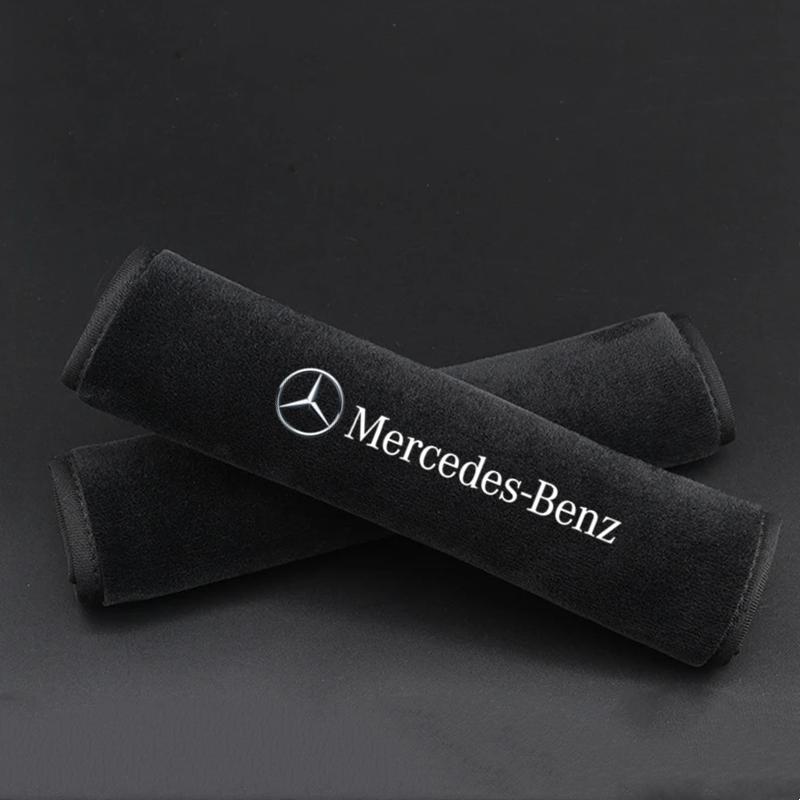 CQN1 Car Seat Belt Leather Shoulder Protector Safety Belt 2pcs For Mercedes Benz S320 W164 W203 W204 W168 C180 E320 A200 CLA CLK CLS
