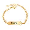 Free Engraving Name Date Bracelet for Baby,NK Chain Hollow Angel Stainless Steel Bracelets,Fashion Waterproof Jewelry Gift