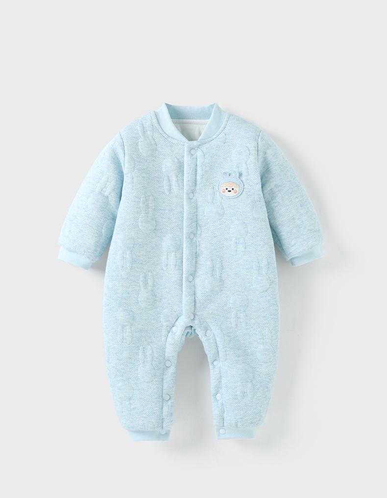 Thickened Cotton Baby Bodysuit: Long Sleeve, Warm, Snap Crotch Outerwear for Boys & Girls, Ideal for Spring & Autumn