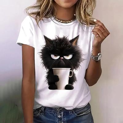 T-shirt da donna stampa 3d gatto Kawaii top per donna moda casual Harajuku carino abbigliamento femminile estate nuove magliette