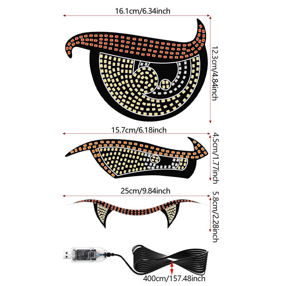 11 Mode Devil's Eye Car Rear Window LED Decorative Light Warning Light Devil Eye Atmosphere Light Auto Decoration Accessories