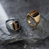 Retro Fashion Personality Luxurious Natural Tiger Eye Stone Ring. Casual Business Style Unisex Ring. 316L Stainless Steel