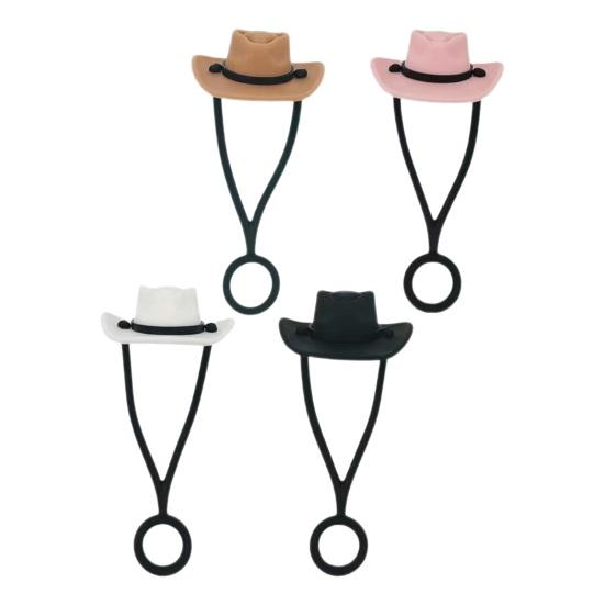 

1/4 шт., соломенный чехол в ковбойской шляпе, пищевой силикон, многоразовый пыленепроницаемый стакан 30/40 унций, соломенный наконечник, заглушка, топпер, защитная чашка, аксессуары разноцветный