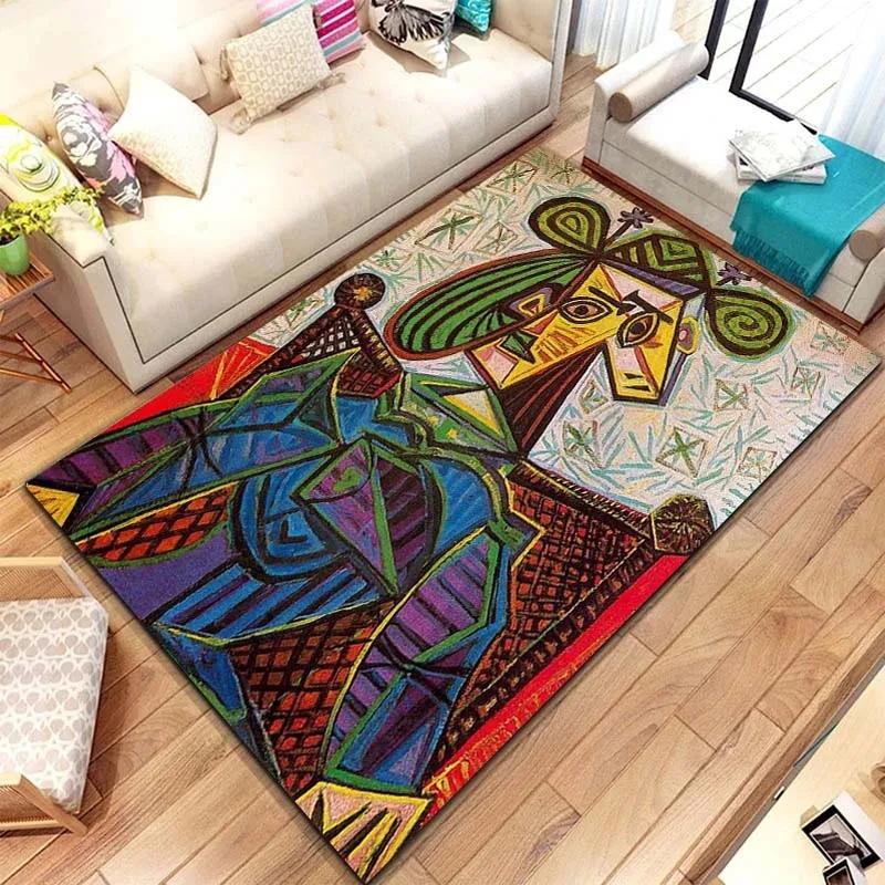 Picasso Abstract Realism Painting Artistic Rug for Bedroom Floor Mat Carpet Living Room Home Decor Rug Soft Flannel Mat Area Rug