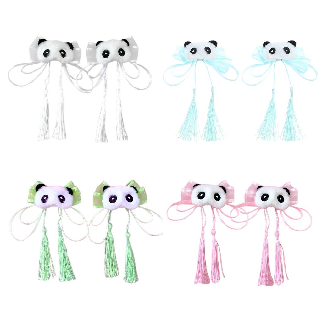Chinese Hanfu Panda Hair Clip for Girl HarajukuStyle Cute Hairclip Y2K Subculture Hair Barrettes Teens Bowknot Side Clip