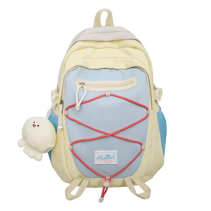 Schoolbag small fresh contrasting color backpack female ins Japanese sweet wind junior high school student schoolbag trend large capacity backpack