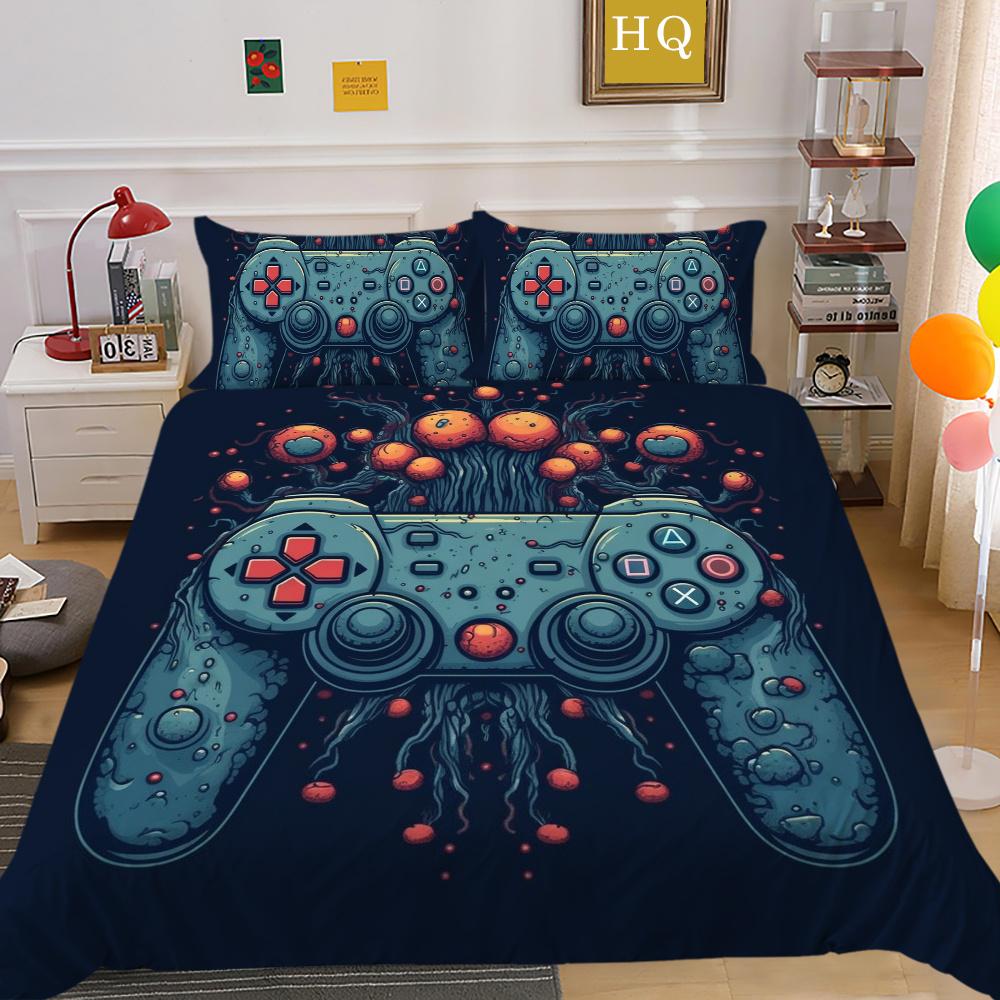 Set da letto 3D con stampa di console di gioco per la casa, moda ragazzo, copriletto taglia singola, set copripiumino, poliestere, tessili per la casa