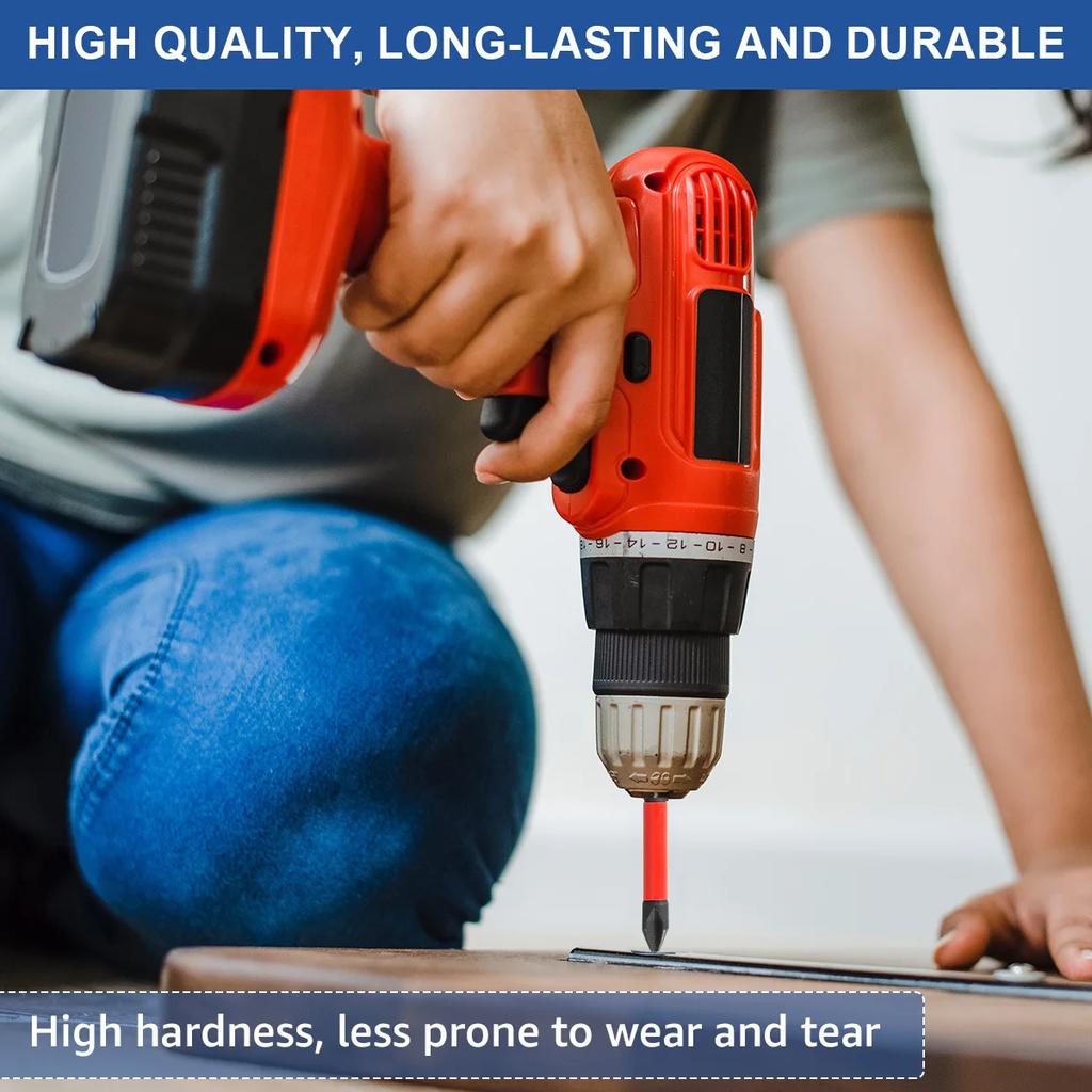 6pcs Tungsten Steel Magnetic Screwdriver Bits PH2 S2 with 1/4 Inch Hex Shank Red Black for Electric and Manual Screwdrivers