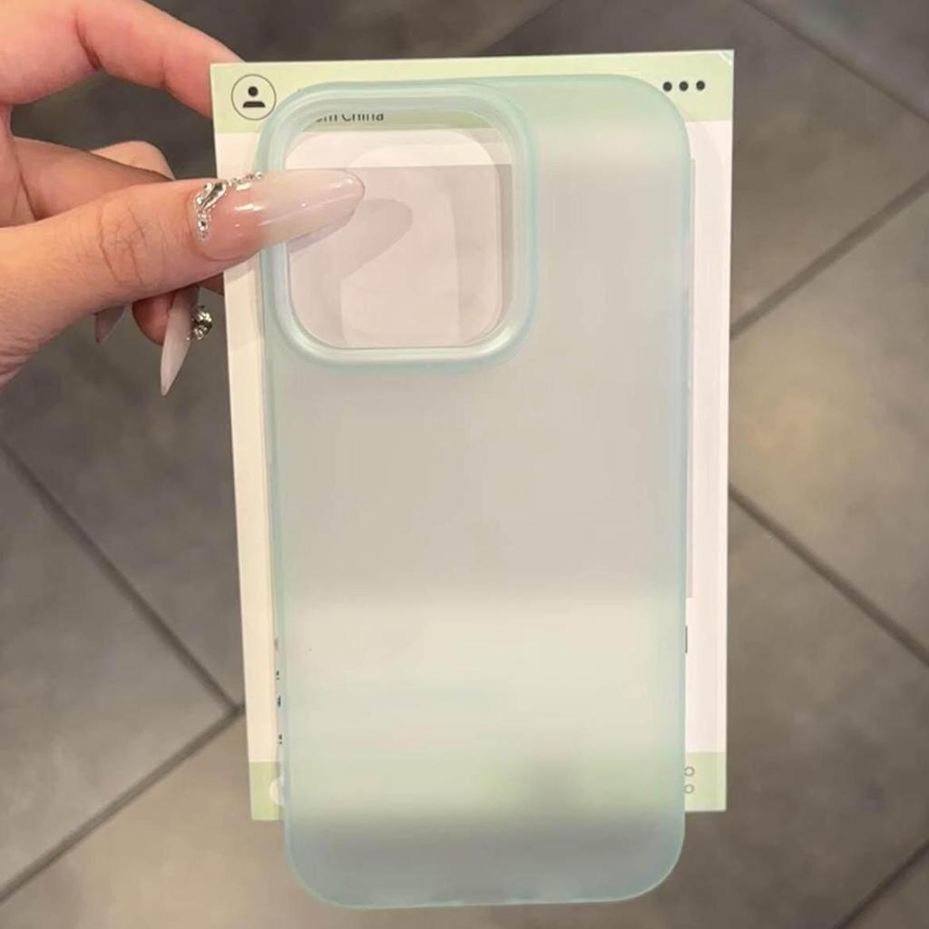 Frosted Solid Color Case for iPhone: Compatible with iPhone 17, 16 Pro Max, 15 Plus, 14, and Semi-Transparent 13 Mini.