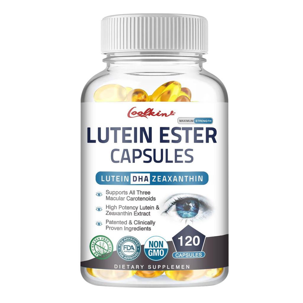 Coolkin Lutein Ester Capsules contain zinc, vitamin C, lutein, and zeaxanthin, which help protect eye health.