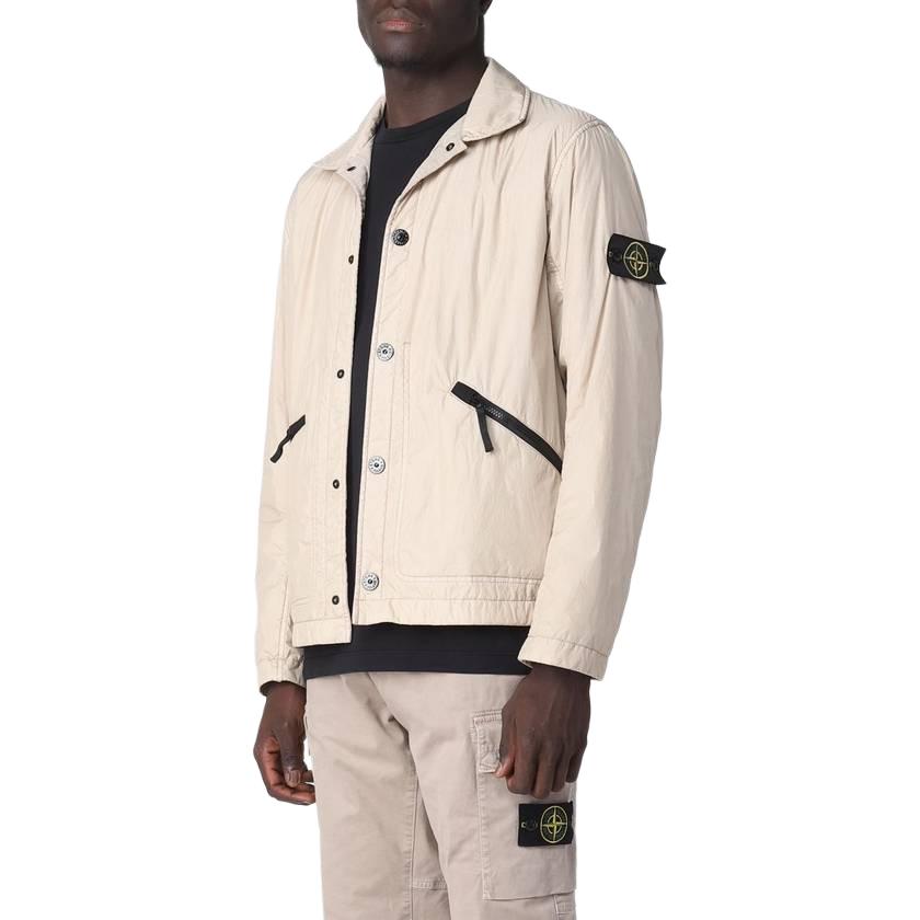 STONE ISLAND Ss23 Color Block Pocket Logo Patch Jacket Men Jacket Beige 781542522-V0092