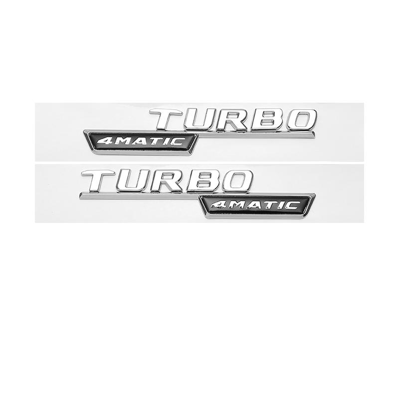 3D Flat Fo Turbo 4matic 4matic+ Plus Emblem for Mercedes Benz AMG GT E53 GLE53 A35 A45 CLA35 CLA45 GLA45 Car Fender Side Sticker AQ1