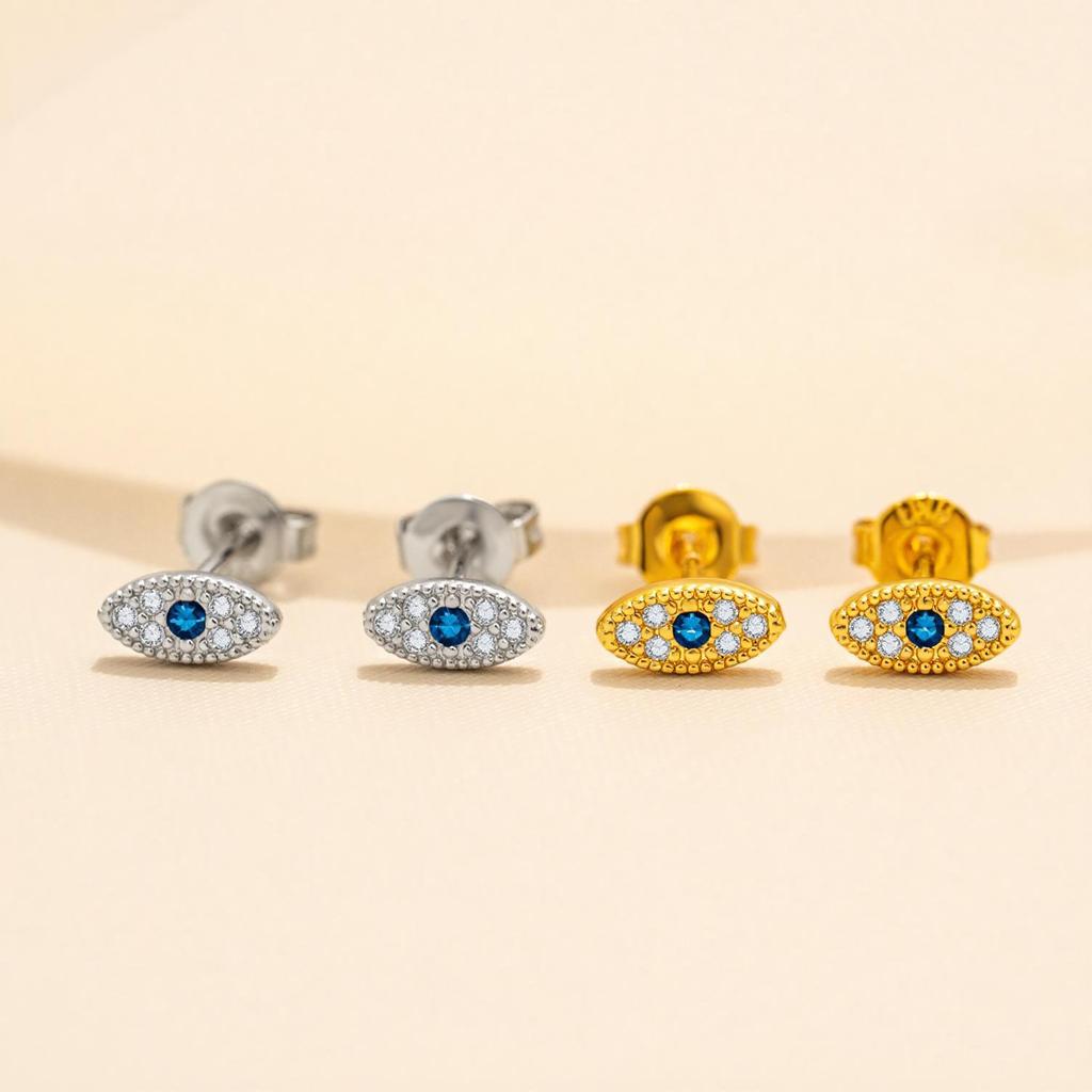 Micro-Paved Teufelsauge Diamant-Steckohrringe für Damen, Luxuriöses Gefühl, Hypoallergen, Schraubverschluss.