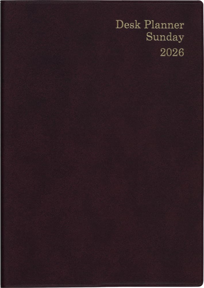 

Hakubunkan 2026 A5 Weekly Desk Sunday 242 January Planner, Burgundy, No. (Starts 2026)