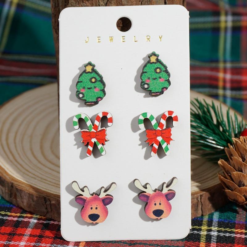Christmas stud earrings new elk windmill old man snowman gloves earrings set combination earrings women
