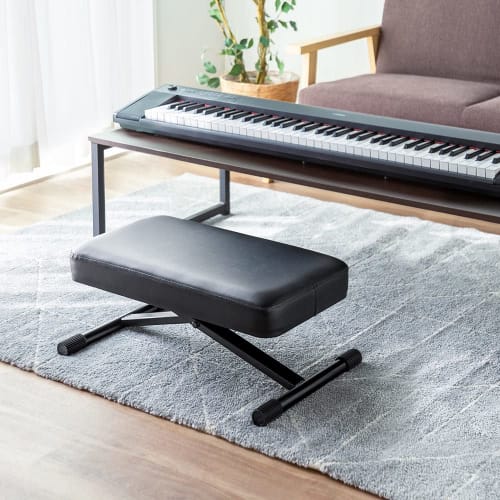 E-Supply Piano Stool/Keyboard Bench, X-Shaped, 60cm Wide, 7 Height Adjustments (26-50cm), Low Cushion, 8cm Thick, Foldable, EEX-CHS03BK