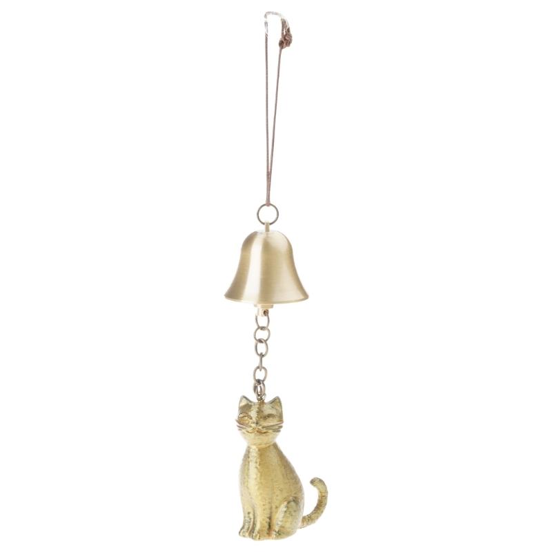 Bronze Finish Kitten Shape Wind Chimes with Durability Nylon Cords Perfect Gift for Kitten Lover Home Decoration