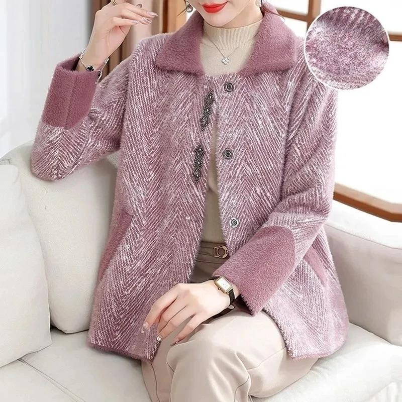 Autumn And Winter New Woolen Coat Jacket Middle-Aged And Elderly Women's Warm And Comfortable Woolen Casual Fashion Clothes
