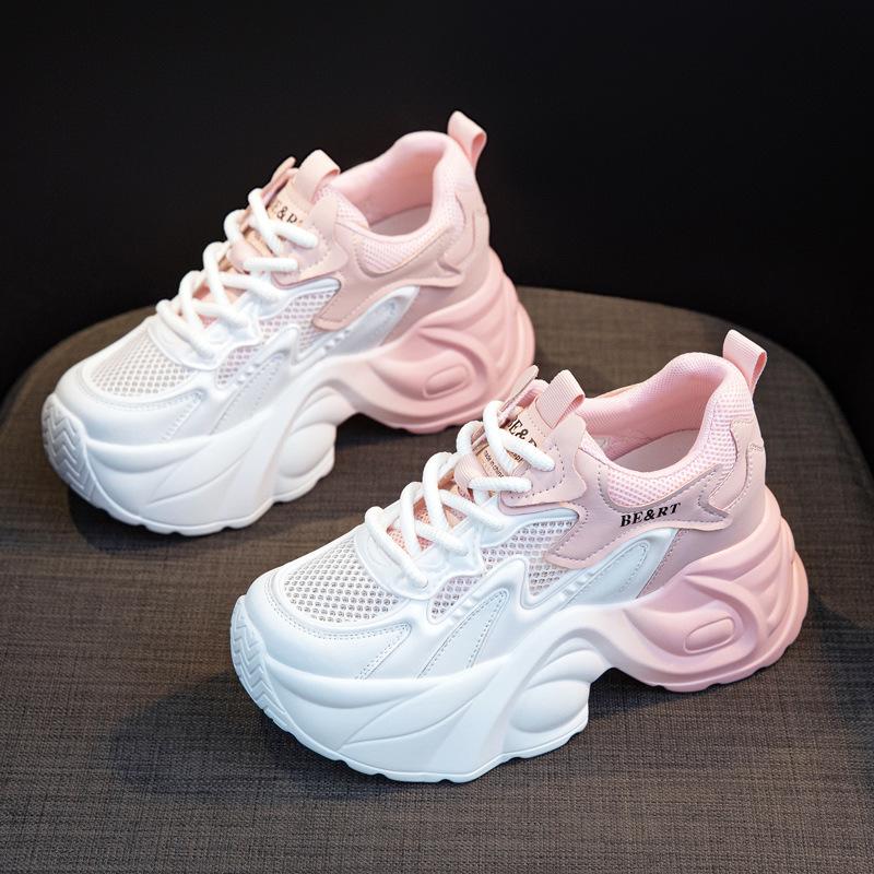 

Папины кроссовки, Женские повседневные кроссовки на одинаковой платформе, Универсальная спортивная обувь на толстой подошве 39 розовый/белый