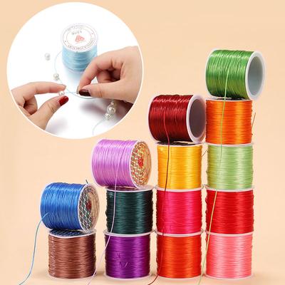 1Roll Beading Thread Accessories Flat Elastic Thread Elasticity Spandex DIY 0.8mm Elastic Cord Hand Knitting