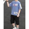 Boys' 2pcs Set: Short Sleeve T-Shirt and Shorts with Letter Print for Medium to Large Sizes, Perfect for Outdoor