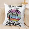 Happy Camping Rv Camper Car Cushion Cover Silky Short Plush Invisible Zipper Dustproof Sofa Pillow Case For Home Decor