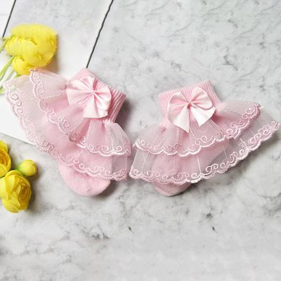 Chaussettes en coton pour bébé de 0 à 9 ans avec dentelle, chaussettes à la cheville pour filles, nœuds, chaussettes de sol pour tout-petits, chaussettes mignonnes à volants pour enfants, chaussettes de princesse pour filles