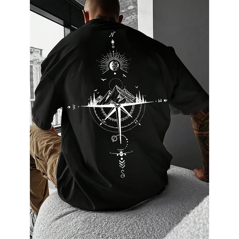[Sun Rune T-Shirt] Men's Sun Rune Print Fashionable Short Sleeve T-Shirt - Summer Outdoor Short Sleeve