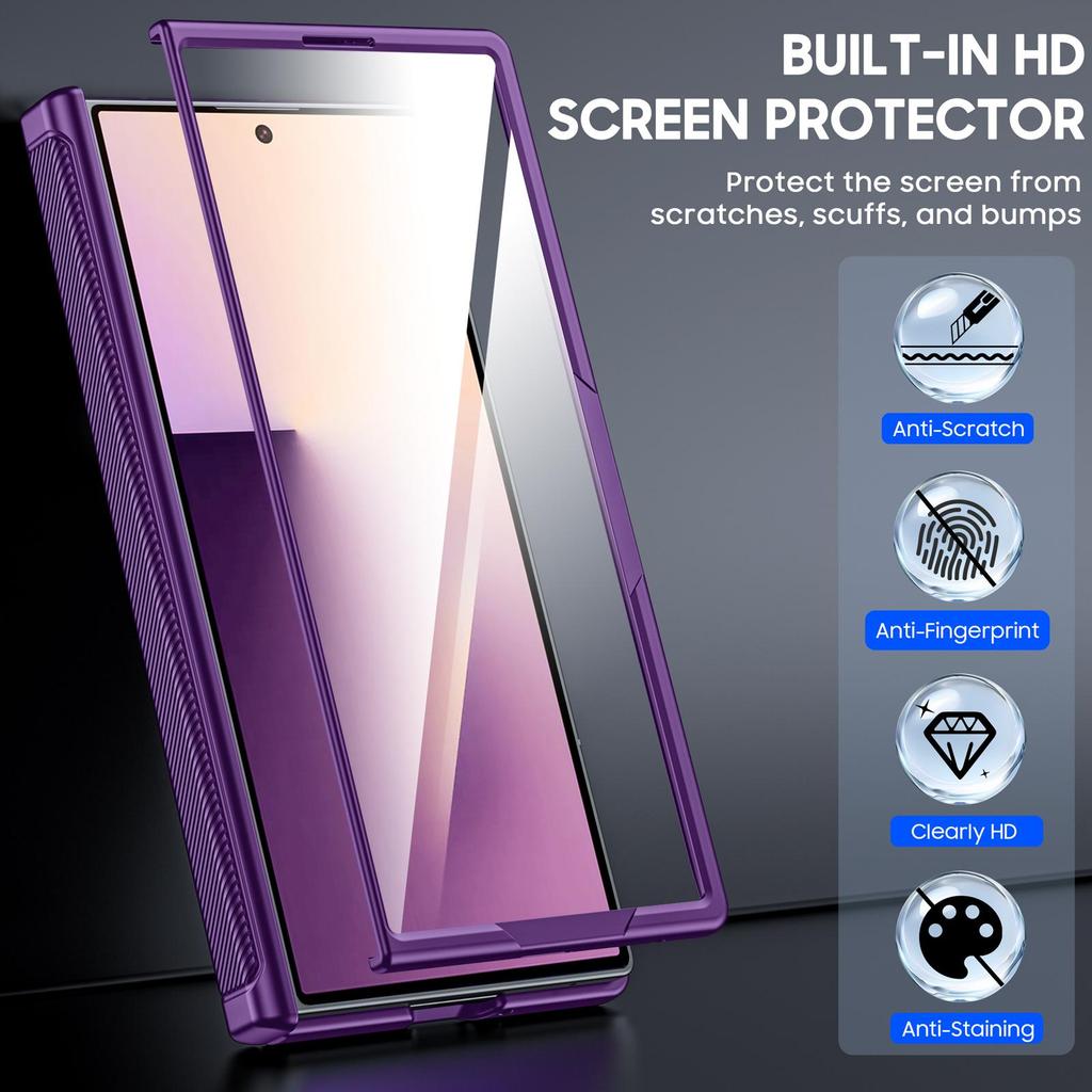 Vollständige Abdeckung mit Magnetring, integriertem Displayschutz und Ständer für Samsung Galaxy Z Fold 7 - Lila