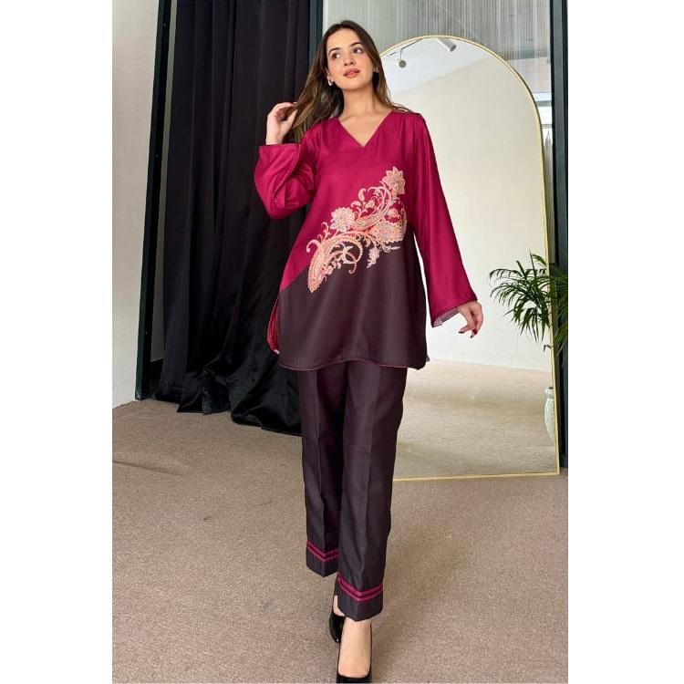 Women Designer Party Wear Malai Satin Silk Cord Set Indian Bollywood Top Tunic Kurti