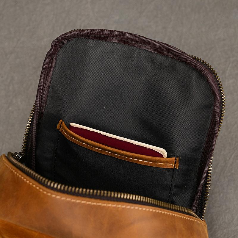 Crazy Horse Leather Men Chest Bag Casual Top Layer Cowhide New Pattern Men's Crossbody Bag Single Shoulder Bagpack Male Designer
