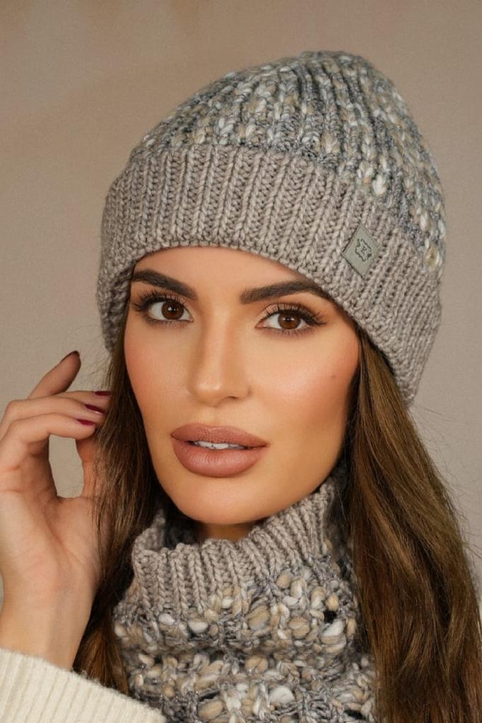 Apricot Colored Youth Hat with Turn-Up Color Dark Beige